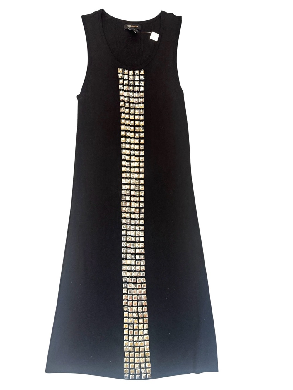 BCBGMaxAzria Black Tank Dress with silver embellished 5 Stud Column